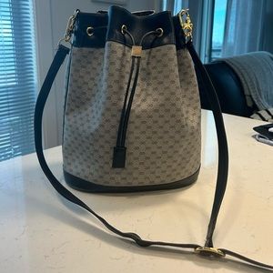 Vintage Gucci Bucket Bag with Monogram Navy
